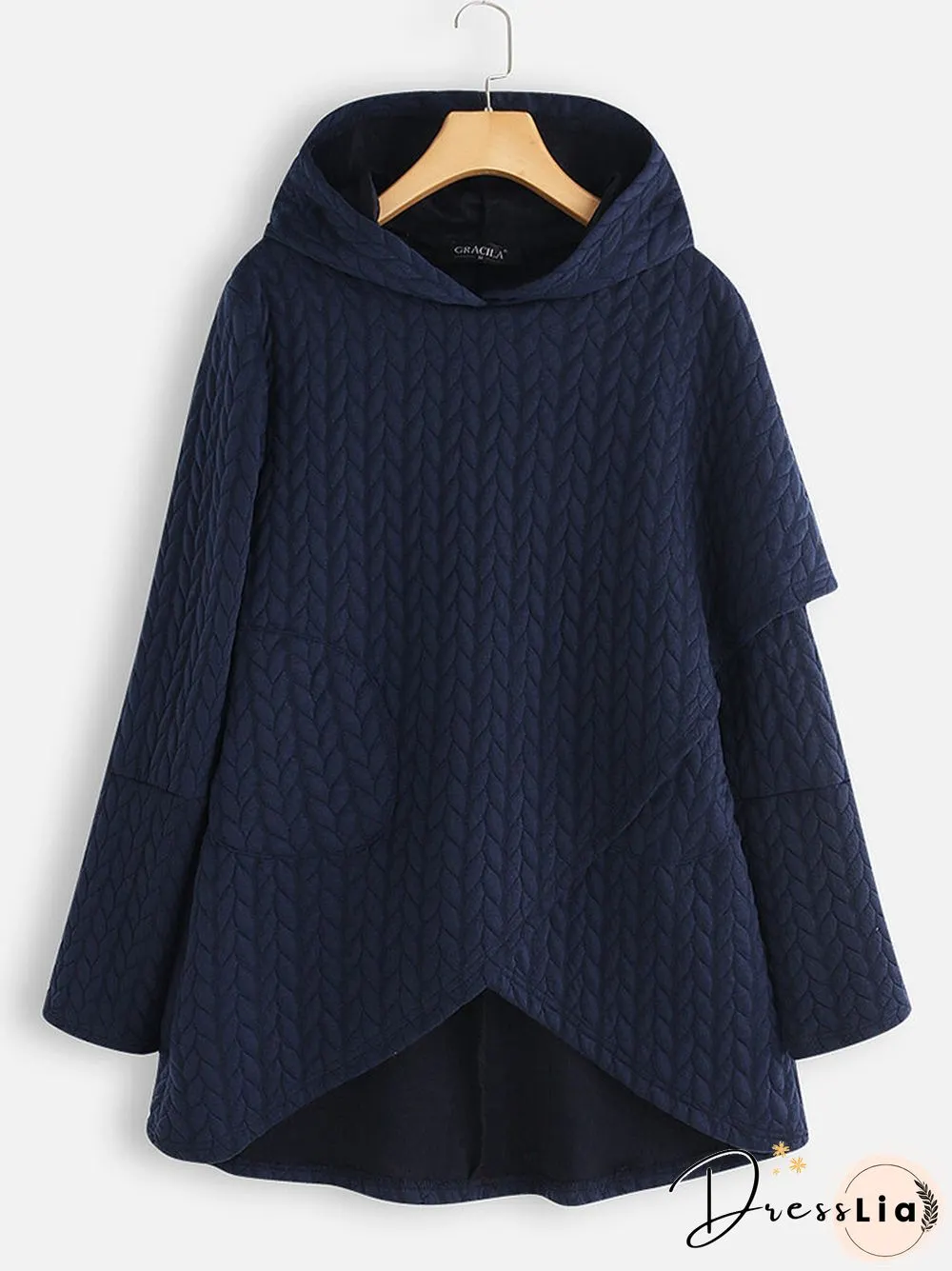 Women Casual Asymmetrical Hem Long Sleeve Hoodies