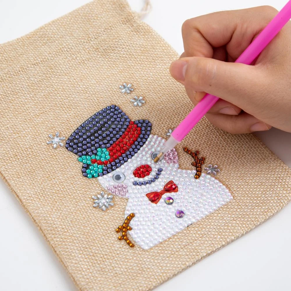 DIY Diamond Painting Christmas Gift Bag - Snowman