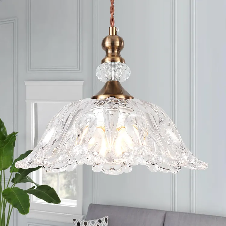 Retro Clear Luxury Blossom Glass Pendant Light