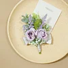 10PCS Violet Purple Wedding Catering Bridal Groom Guests Corsage Boutonniere Wrist Artificial Flower Bouquets