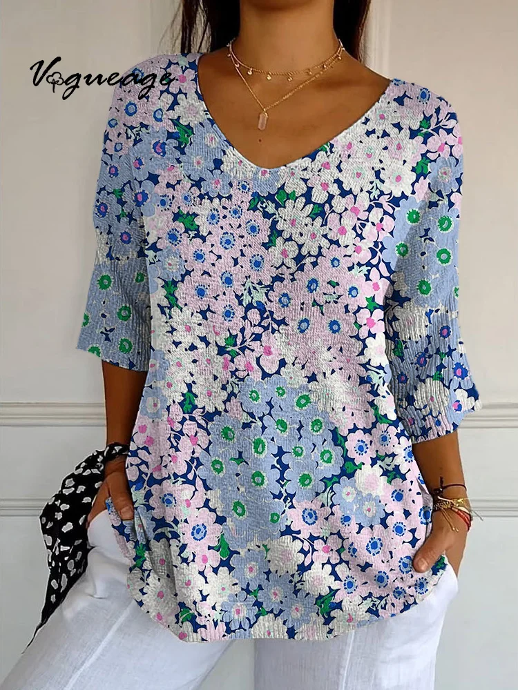 Fashionable Gentle And Versatile Flowers Printed Knitted Sweater