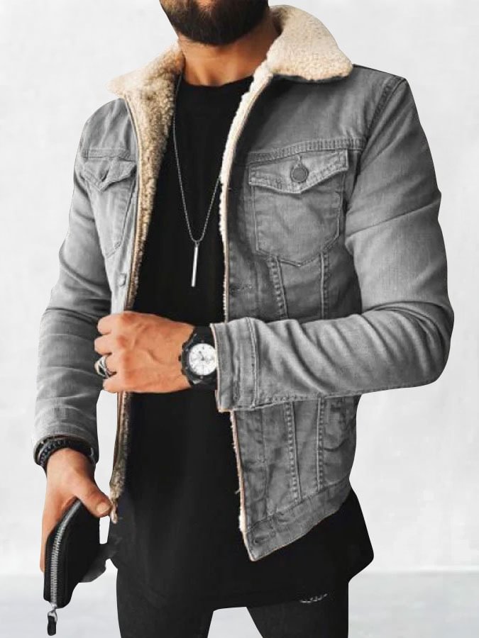🔥Sale🔥Gray Denim Fleece Coat
