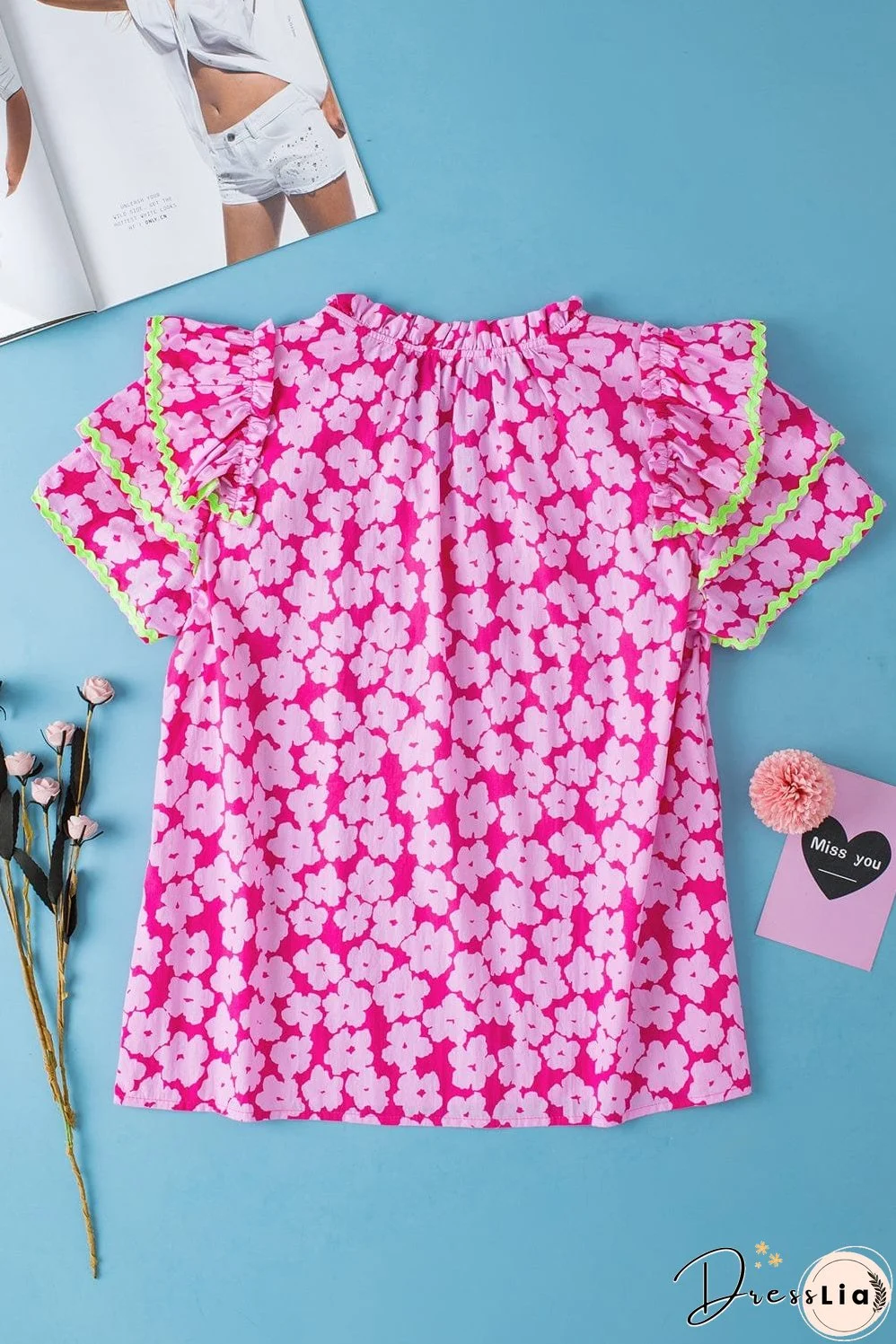 Pretty Pink Flower Print Top