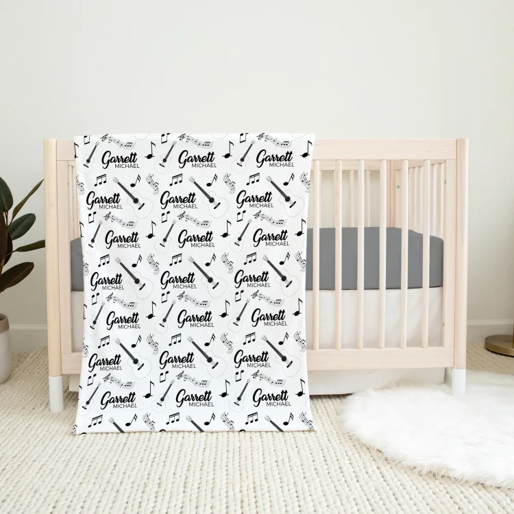 Personalized Guitar Baby Swaddle Newborn Swaddle Blanket Set|Set56