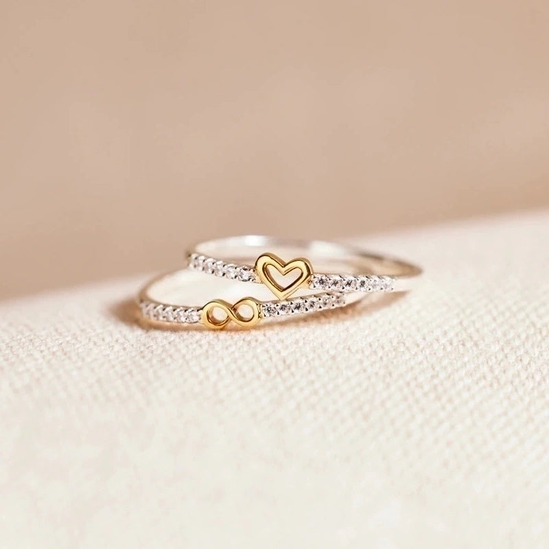 925 Sterling Silver Infinity Heart Shape Rings