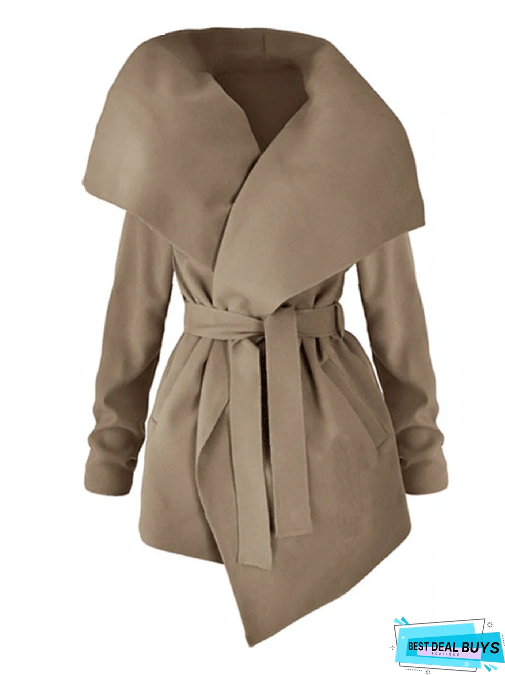 Casual Lace-Up Lapel Outerwear with Belt