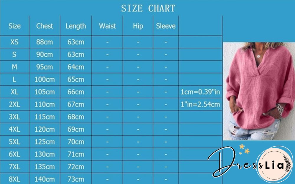 XS-8XL Autumn Tops Plus Size Fashion Clothes Women's Casual Long Sleeve Tee Shirts Deep V-neck Tunic Tops Ladies Blouses Pullover Loose T-shirts Solid Color Linen Blouses