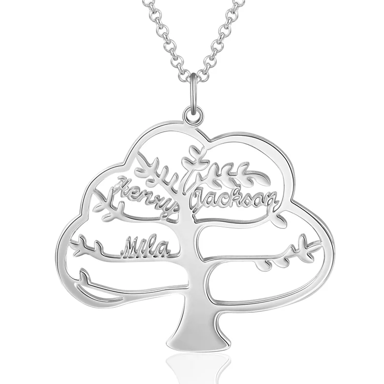 Personalized Family Tree Name Necklace Custom 3 Names Necklace