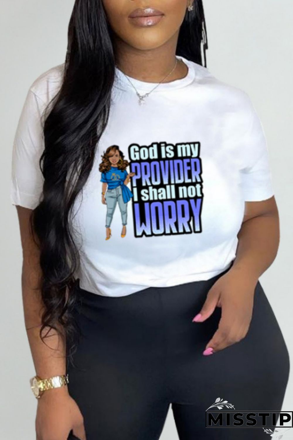 White Casual Print Basic O Neck T-Shirts