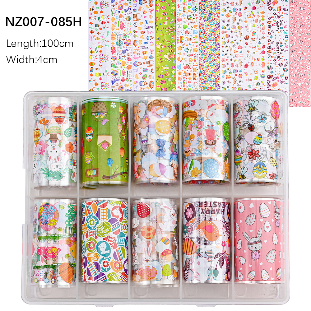 Kissbake 10pcs 4x100cm Nail Transfer Foil Paper Sticker Set Luxury Foil Nails Logo Transfer Nail Stickers Designer Fashion Nail Art Decal