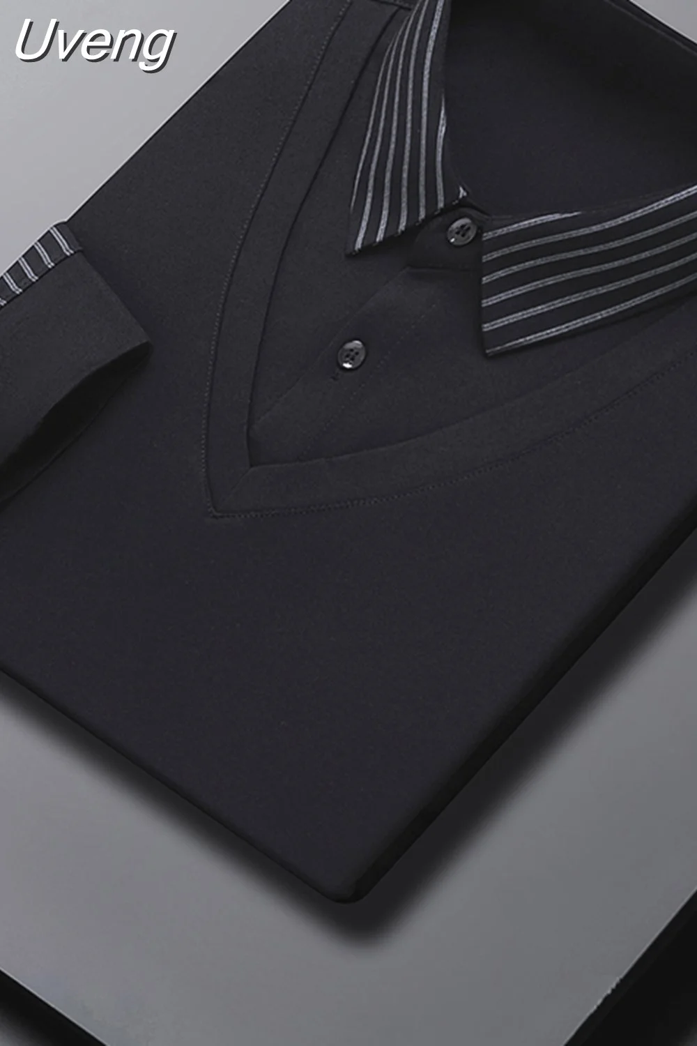 Uveng Colors 2025 New Arrival Men's Casual Classic Polo Shirts Men Business Slim Fit Long Sleeve Polos Brand Men's Clothing 413-0