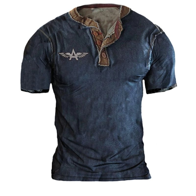 Men's Casual Blue Short Sleeve Polo Shirt