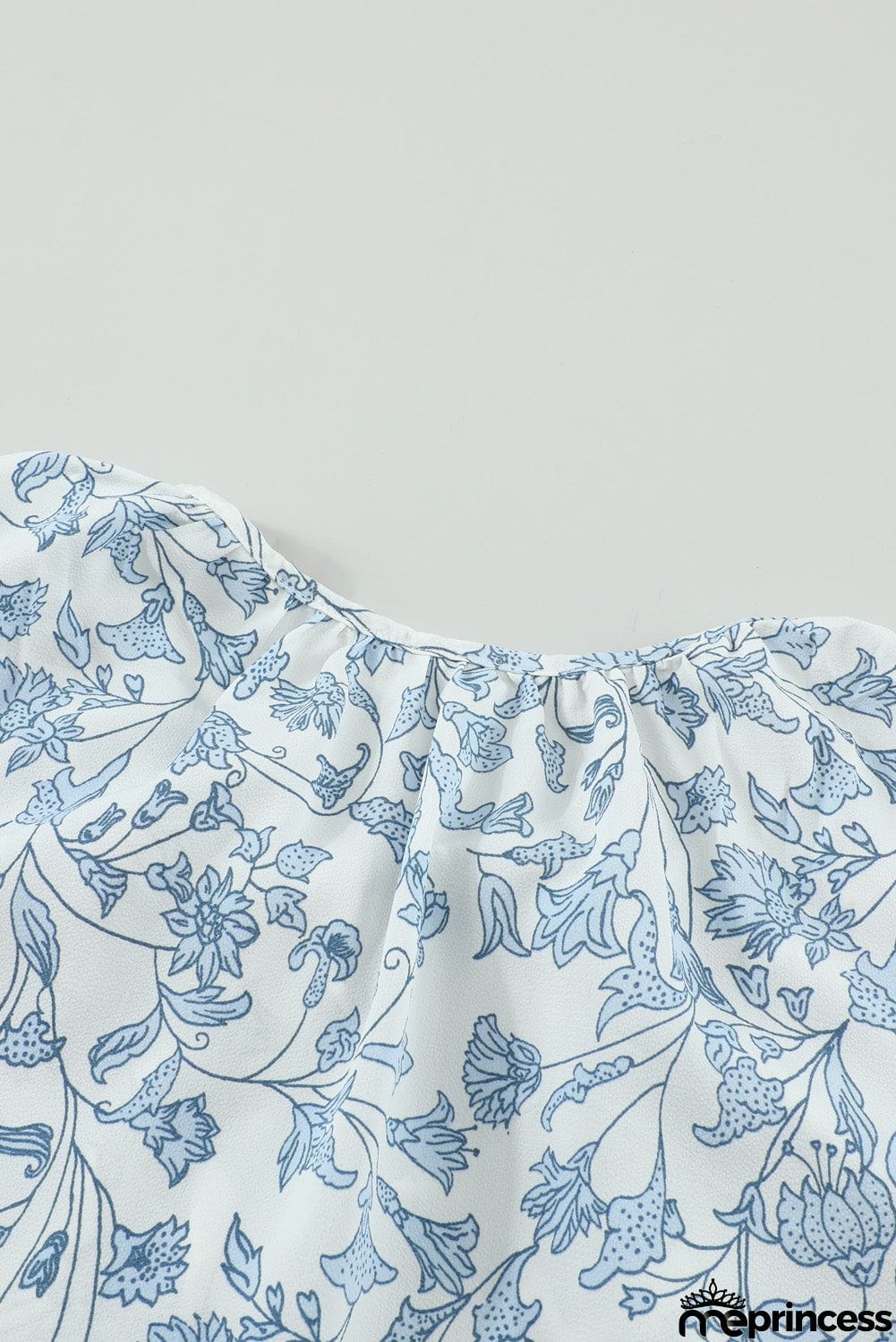 Printed Long Sleeve V-Neck Drawstring Shirt