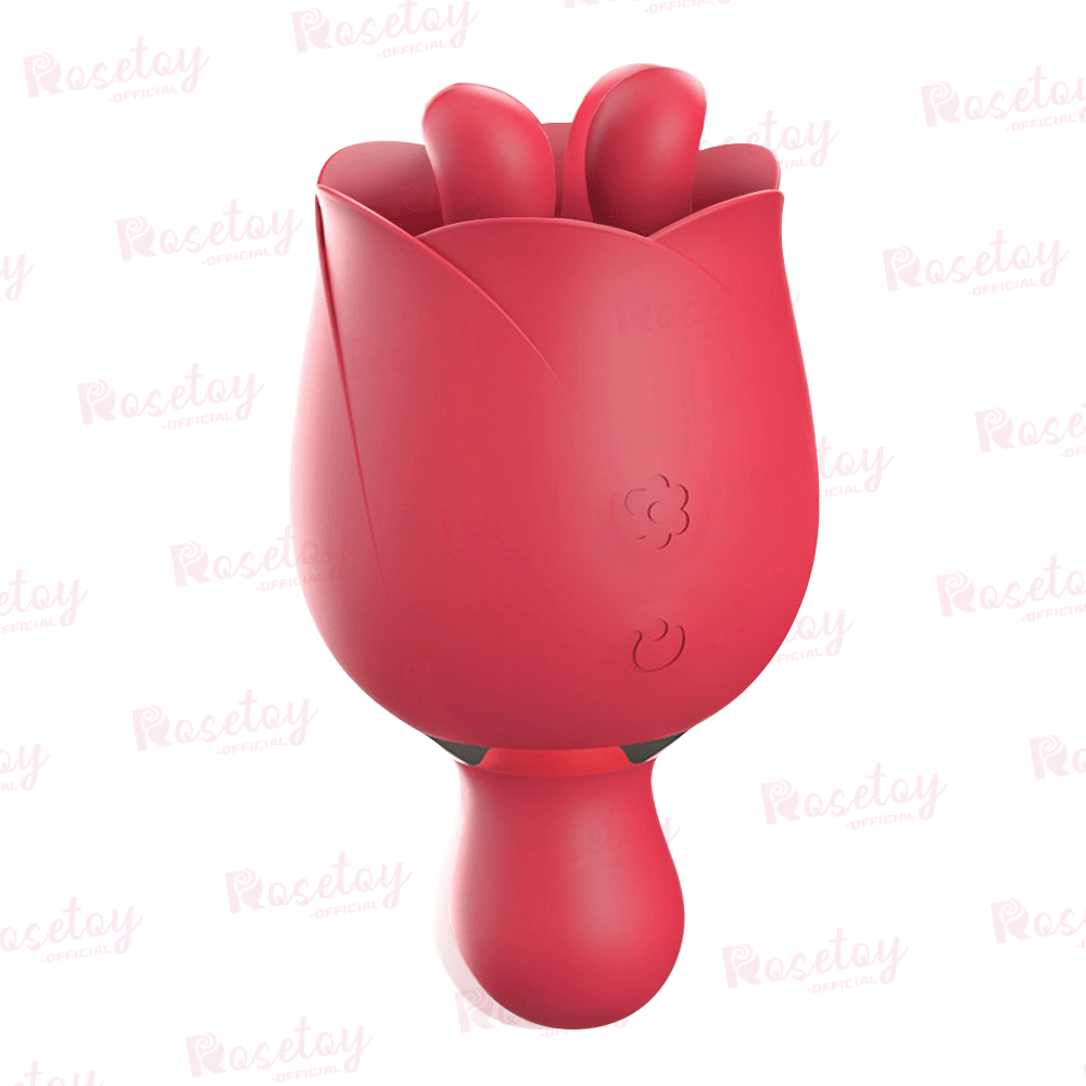 2 In 1 Rose Vibrator Sex Toy Clitoral Clit Tongue Licking Vibrator - Rose Toy
