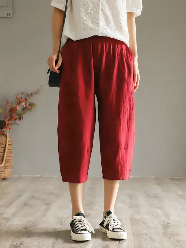 Women plus size clothing Women's Loose Cotton Linen Pockets Casual Pants-Nordswear
