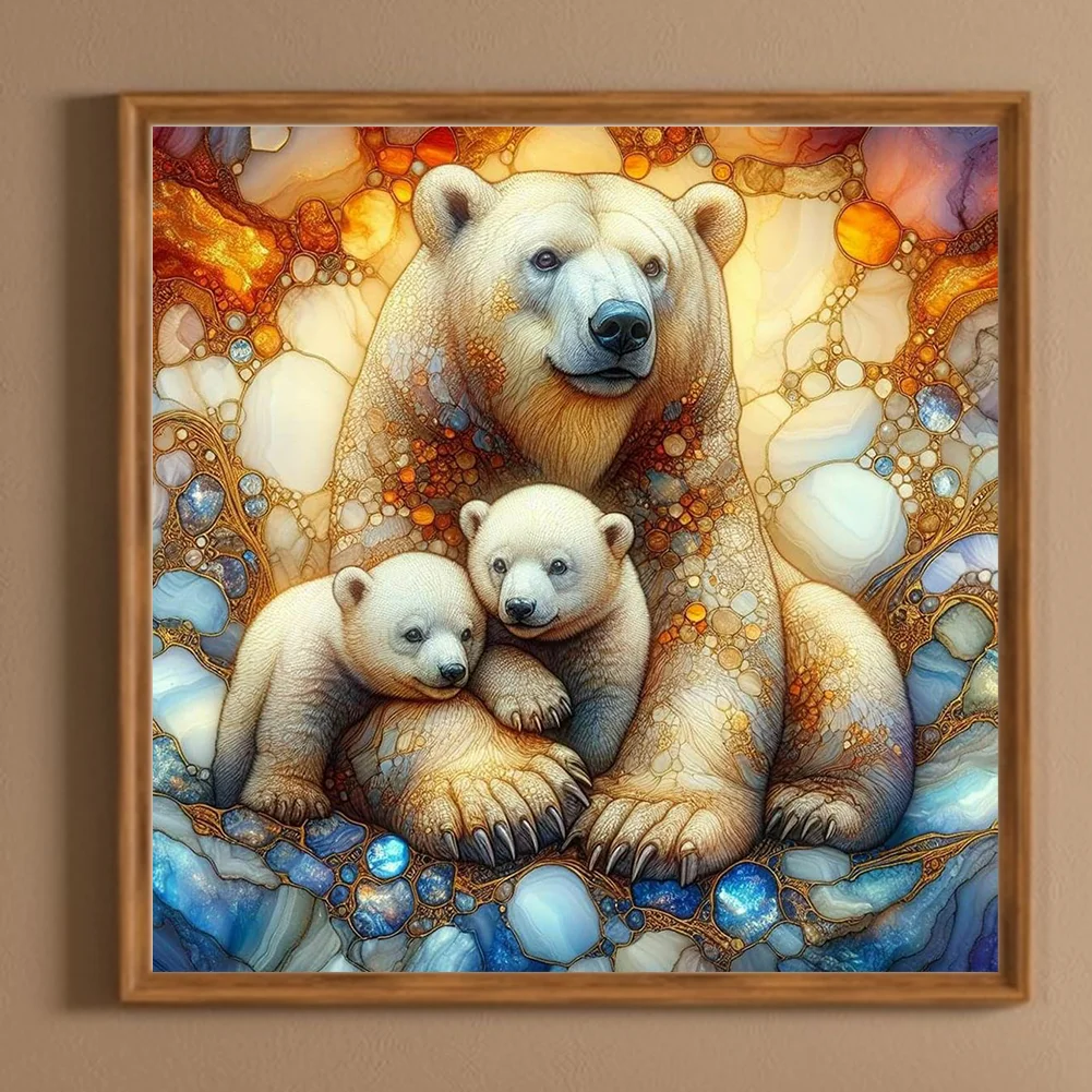 Diamond Painting - Full Round Drill - Polar Bear Family(Canvas|40*40cm)