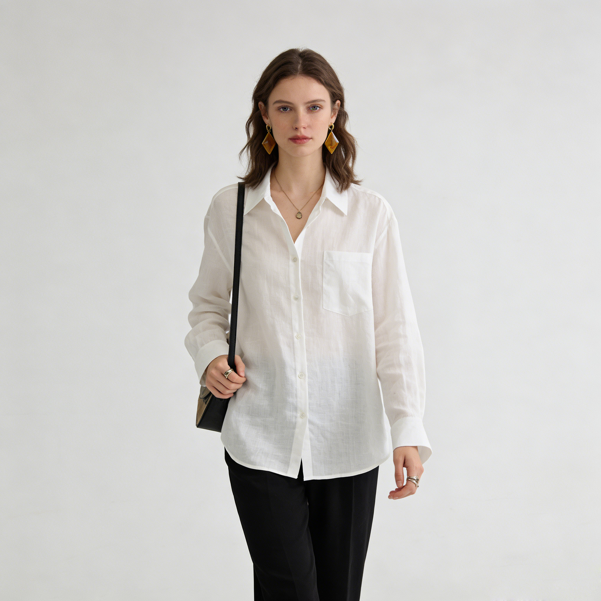 Linen Shirt Women 100% Ramie Oversized Long Sleeve Top REAL SILK LIFE