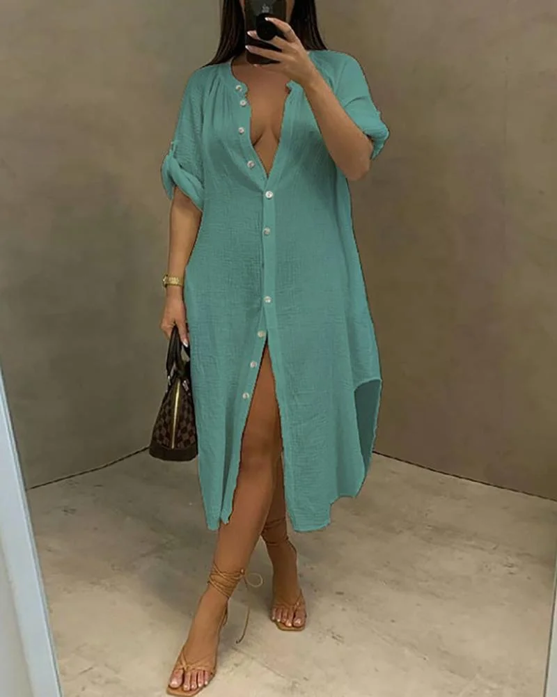 Casual Long Sleeve Shirt Dress