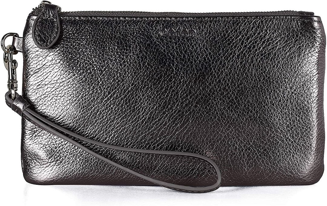 Women's Leather Wristlet Clutch Wallet, Smartphone Wristlet Purse Signature Wallet