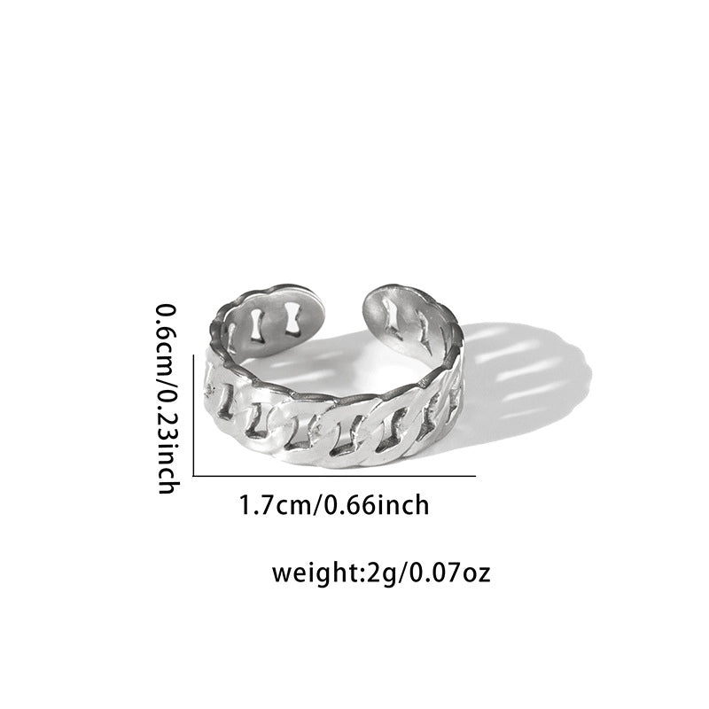 Casual Minimalist Leaf Titanium Steel Plating Open Rings