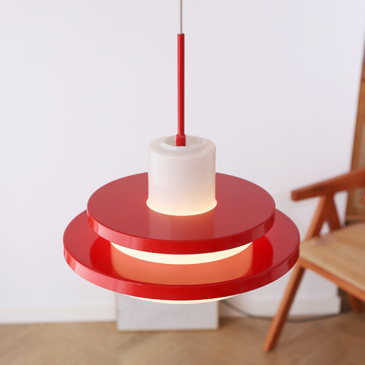 Traditional Vintage Round Cylinder Glass Iron 1-Light Pendant Light For Living Room