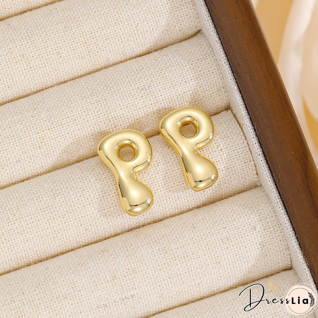 18K Gold-Plated Bubble Letter Stud Earrings