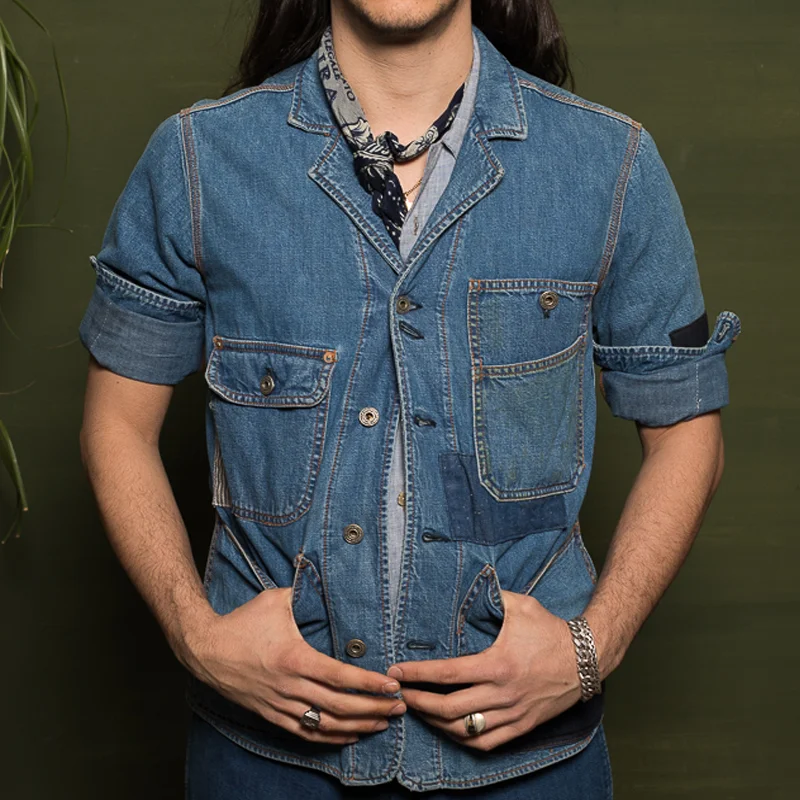 Classic Versatile Denim Single-breasted Engineer Jacket