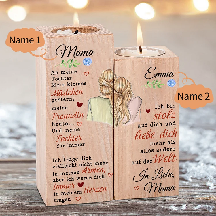 Kettenmachen Personalisierter 2 Namen Kerzenhalter- An meine Tochter Ich bin stolz auf dich-Geschenk für Tochter