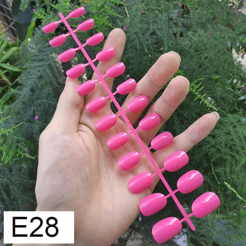 10 Sets Round Shape False Nail Tips In Same Color 24 Pieces/Set 10 Sizes Press on Fake Nails DIY Manicure Finger Nail Tips-Nail Inspo