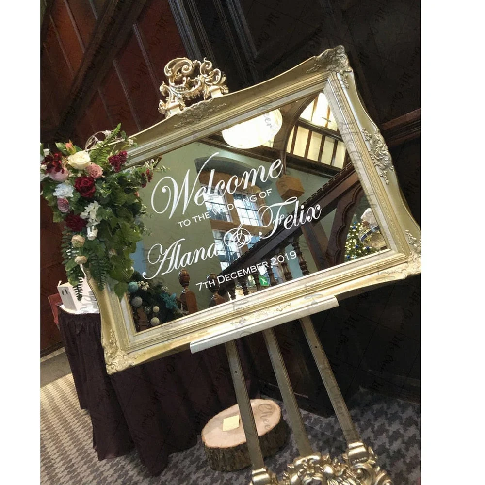 Wedding Personalized Sticker Welcome Wedding Sign Decal Art Rustic Simple Wedding Decal Removable Vinyl Stickers