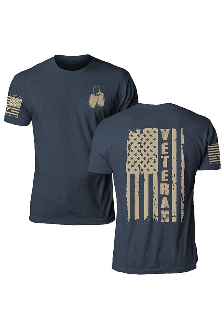 Tiboyz Men'S Veteran Flag Print Short Sleeve T-Shirt