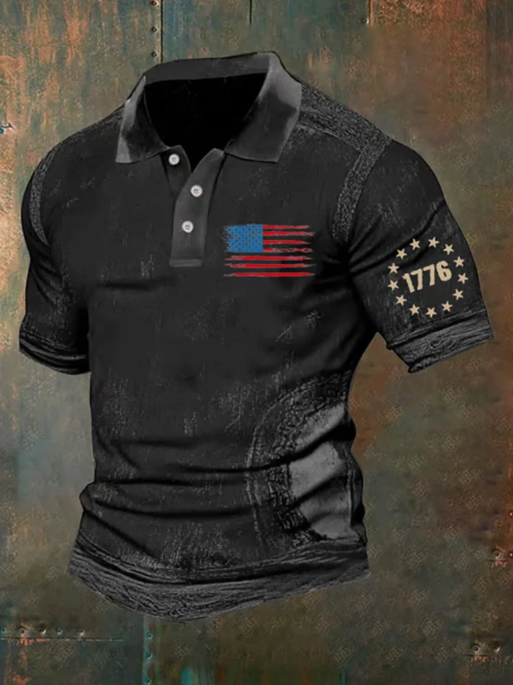 Men's Casual Retro Independence Day Polo