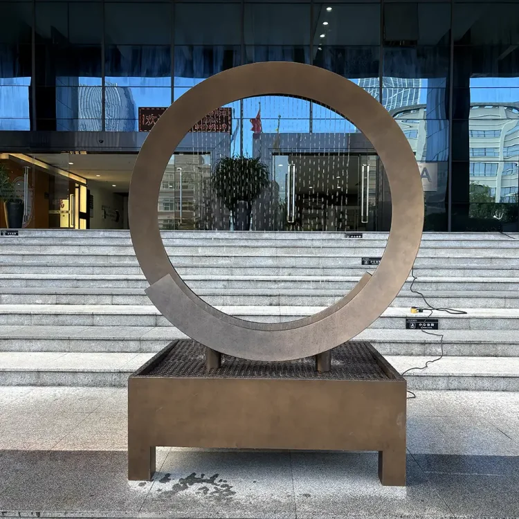 Corten Steel Ring Water Feature Sculpture