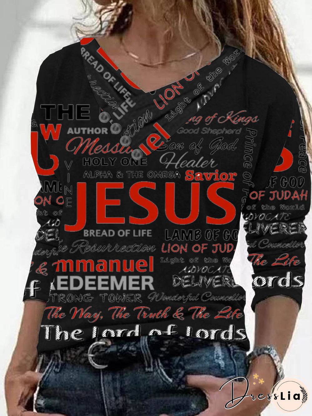 Long Sleeve Plus Size Printed Tops T-shirts