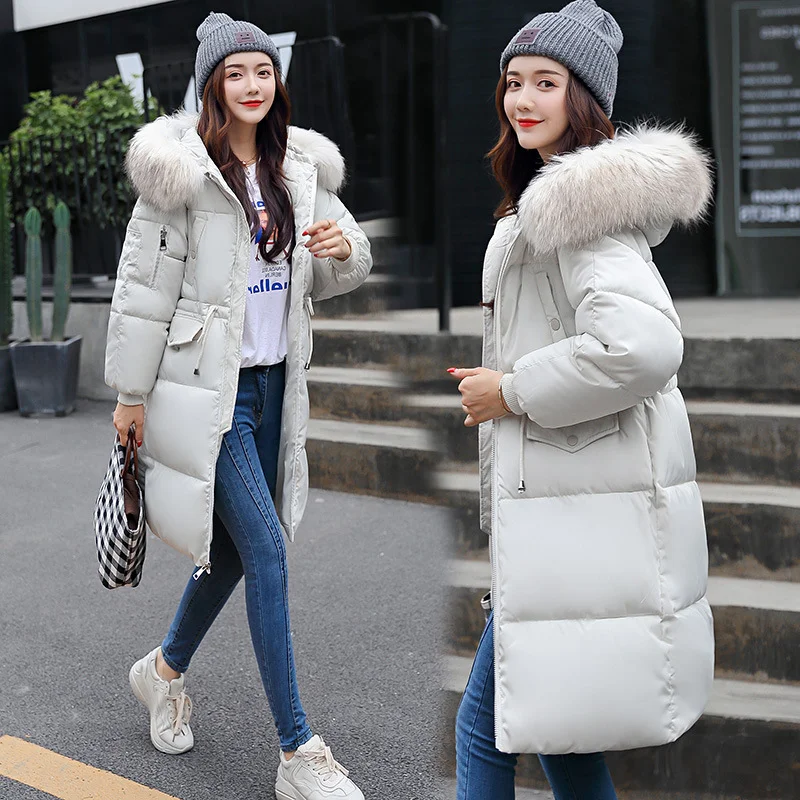 Toloer Down Cotton-Padded Jacket Female Long Bread Suit Big Wool Collar Cotton-Padded Jacket 2024 New Korean Version With Thick Cotton-Padded Coat-Outfit Ideas