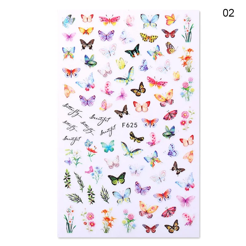 1 Sheet Nail Art 3D Nail Sticker Butterfly Colorful Nail Decals Fairy Tales Nail Transfer Decals Nail Decorations DIY Design
