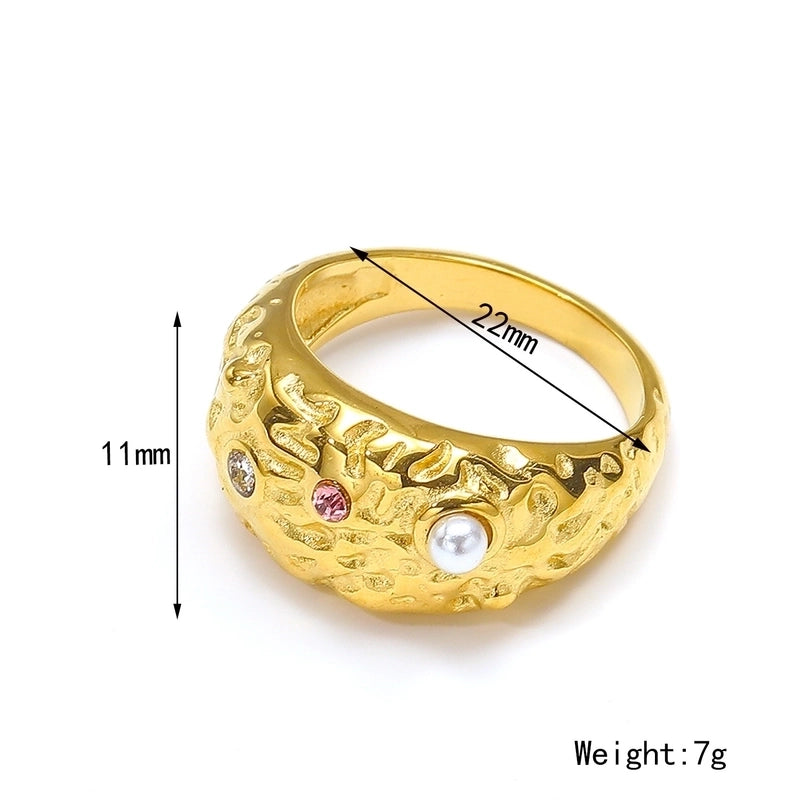 Casual Elegant Geometric 304 Stainless Steel Zircon 18K Gold Plated Irregular Rings