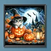 Halloween Pumpkin Cat - Full Round Drill Diamond Painting