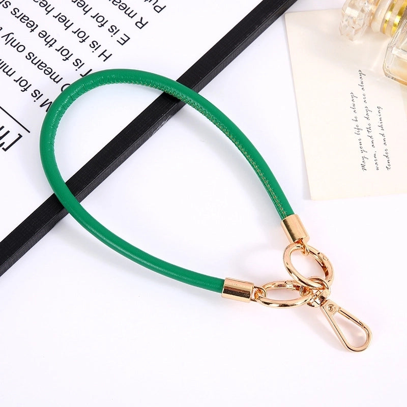 Minimalist Solid Color Pu Leather Bag Pendant Mobile Phone Chain Keychain