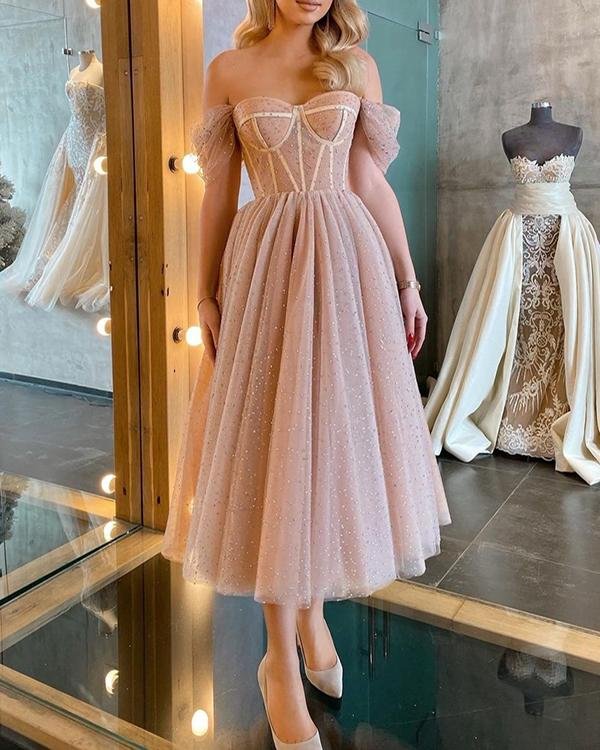 Sequins Fashion Big Swing Wedding Evening Dress