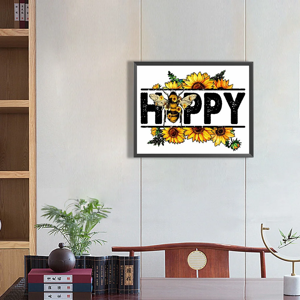 Full Round Diamond Painting 50*40cm - Bee Calligraphy And Painting