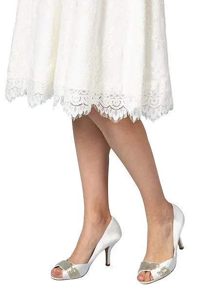 White Satin Stiletto Heels -   Low-cut Bridal Shoes Vdcoo