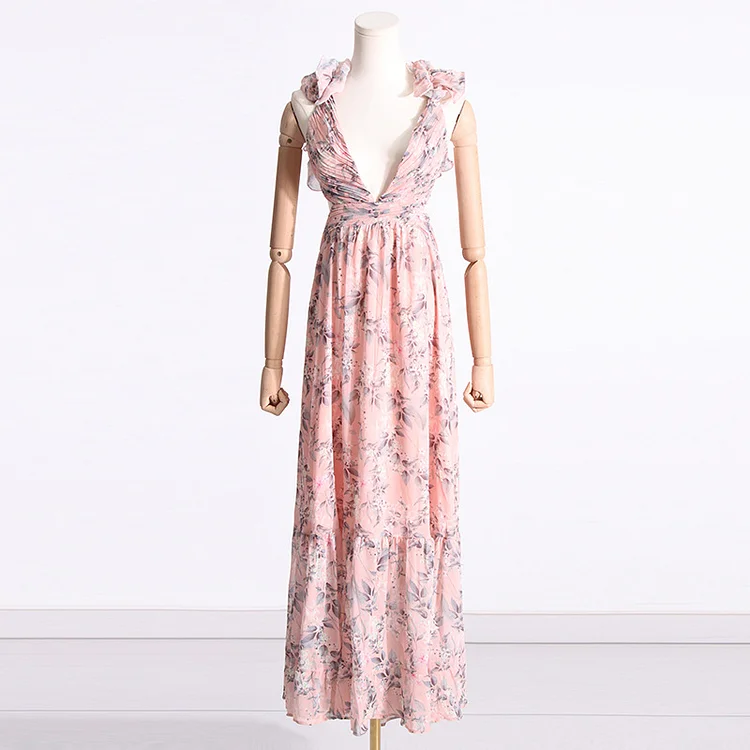 Floral Printed Cutout Maxi Dress