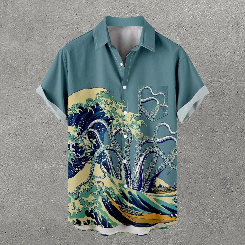 Casual Undersea Print Short Sleeve Shirt
