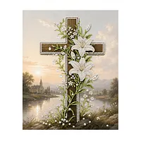 Sunset Floral Cross - Pearls Painting