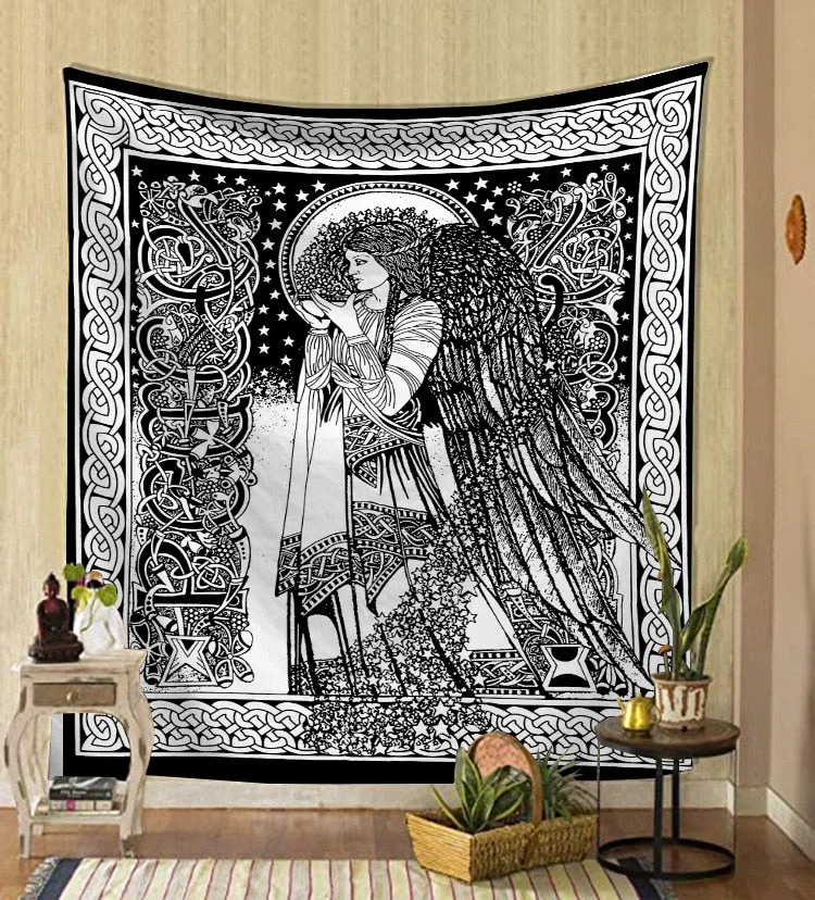 Psychedelic Tapestry For Bedroom Decor 3D Printed Feather Wall Hanging Cloth Tapestry Ancient Religious Totem Travel Camping Mat