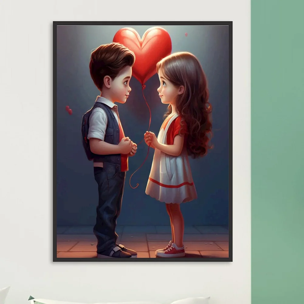 Diamond Painting - Full Round Drill - Kid Sweet Couple(Canvas|30*40cm)