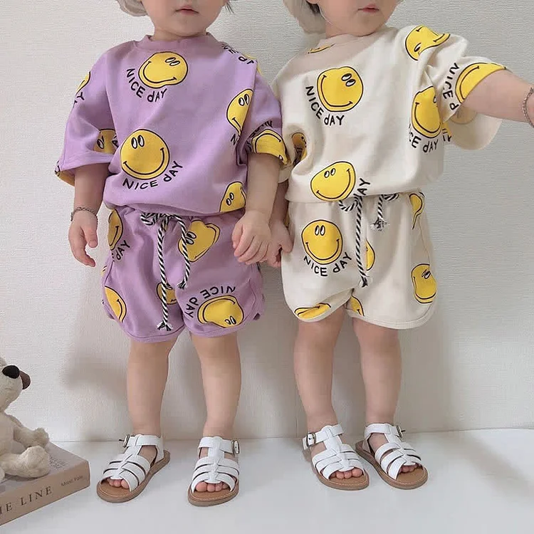 NICE DAY Baby Smiley Tee and Shorts Set