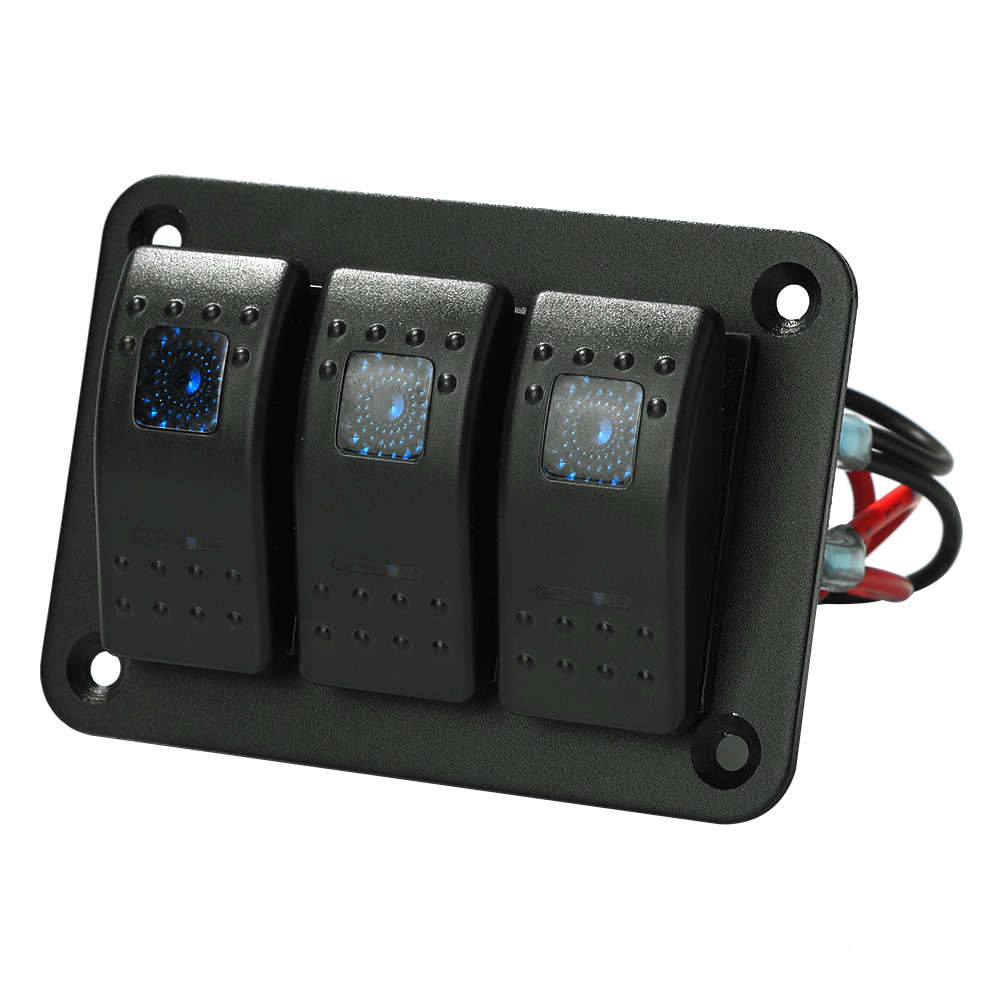 

3 Gang Blue LED Car Boat Marine Truck Rocker Switch Panel 20A 12V 10A 24V, 501 Original