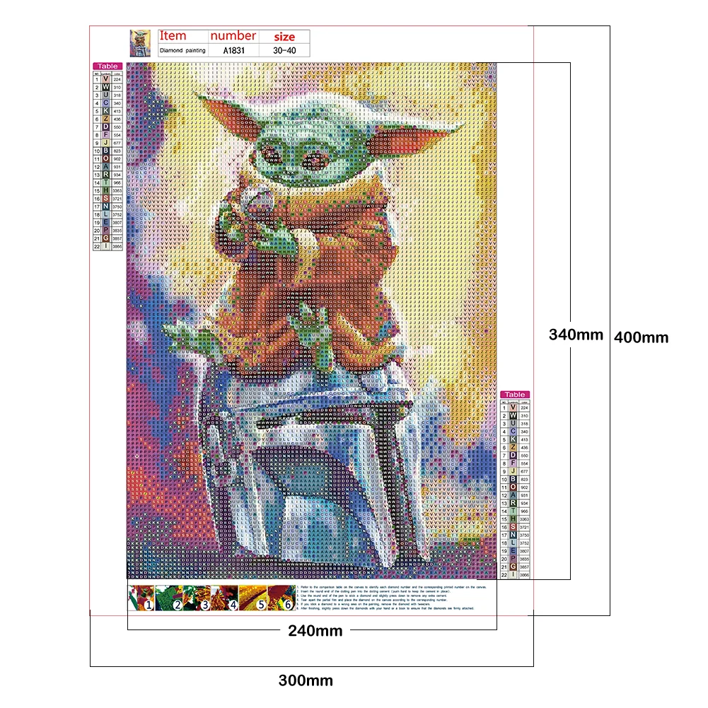 Diamond Painting - Full Round Drill - Yoda(30*40cm)